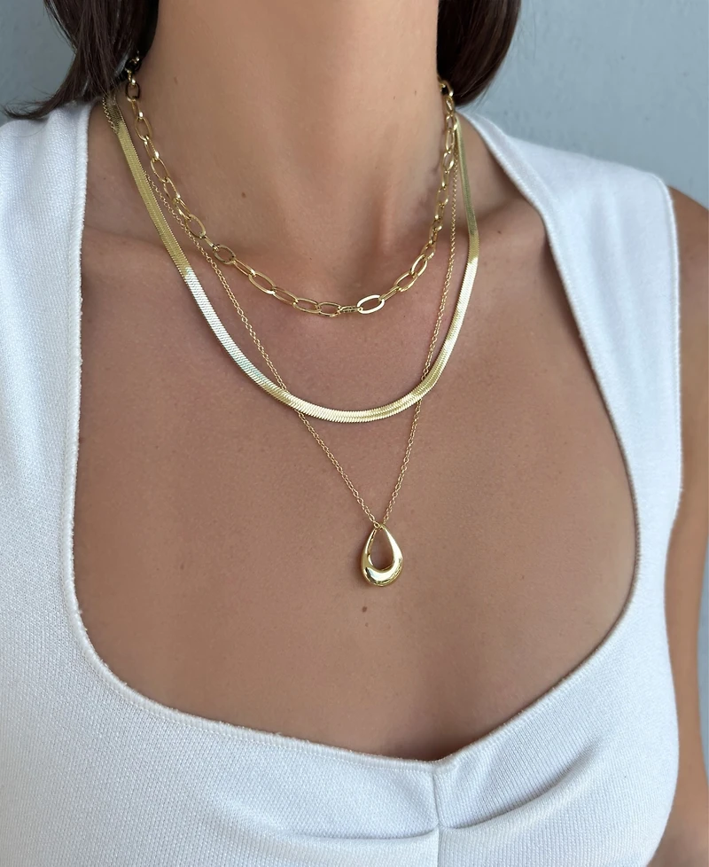 Adornia Tarnish Resistant Gold Set of 3 Necklace