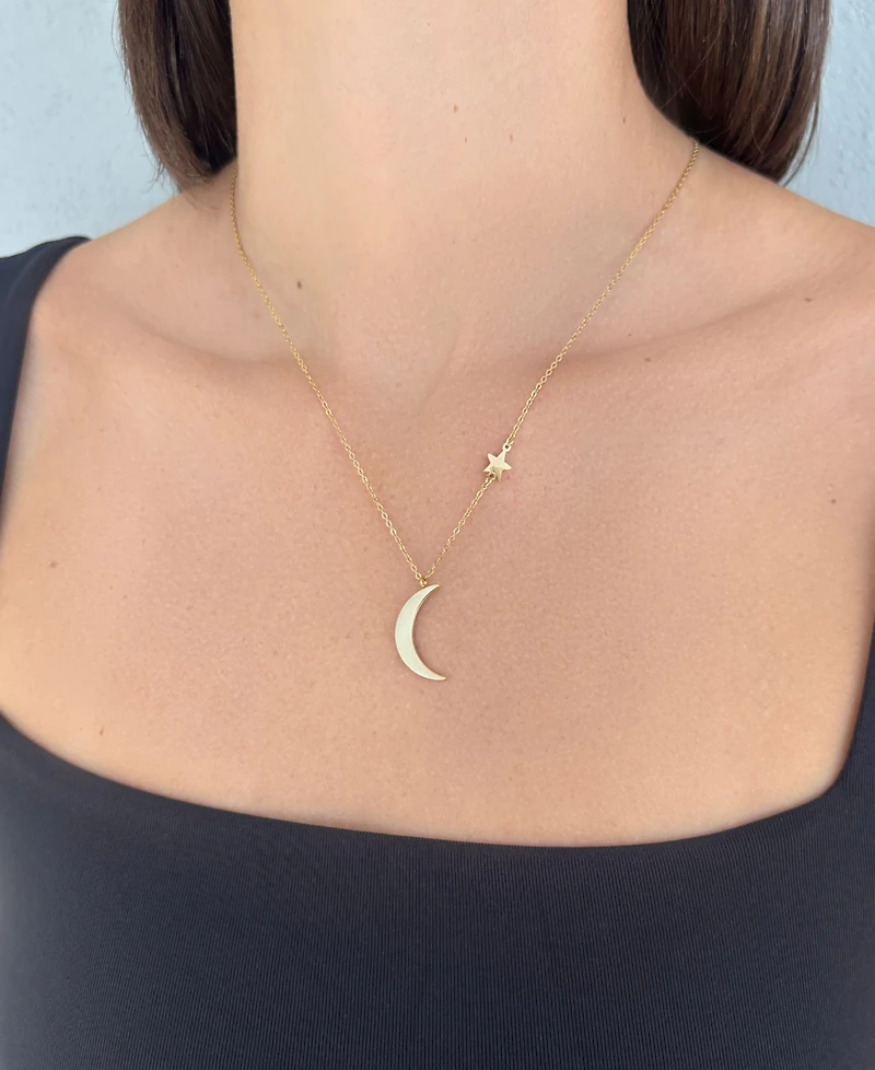 Adornia Tarnish Resistant Gold Moon and Star Pendant Necklace