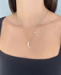 Adornia Tarnish Resistant Gold Moon and Star Pendant Necklace