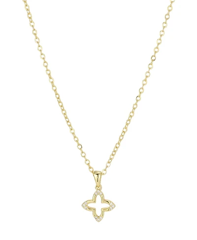 Adornia Gold Cubic Zirconia Pointed Clover Outline Necklace