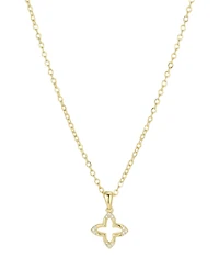 Adornia Gold Cubic Zirconia Pointed Clover Outline Necklace