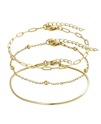 Adornia Tarnish Resistant Set of 3 Chain Bracelets