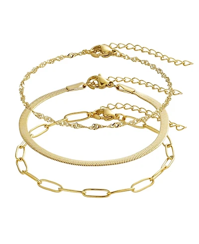 Adornia Tarnish Resistant Silver Set of 3 Chain Bracelets