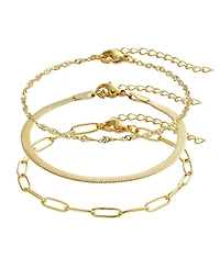 Adornia Tarnish Resistant Silver Set of 3 Chain Bracelets