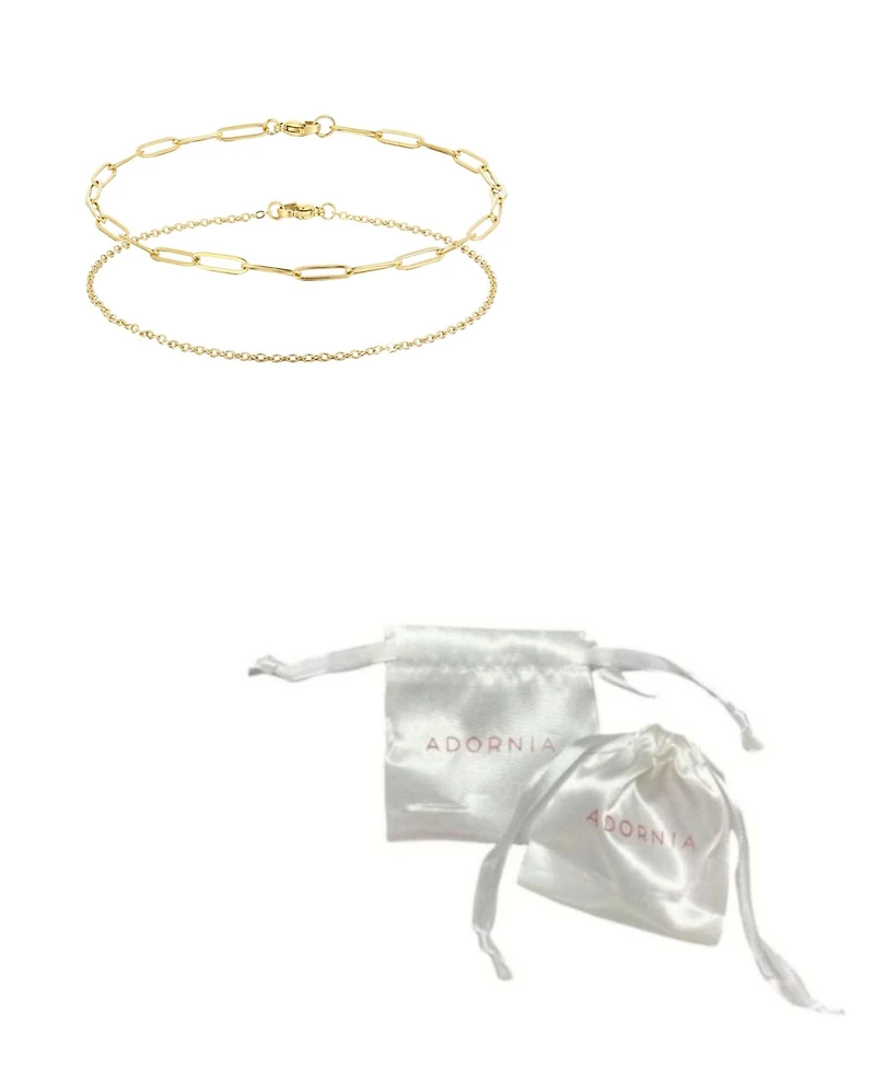 Adornia Tarnish Resistant Gold Set of 2 Chain Anklets