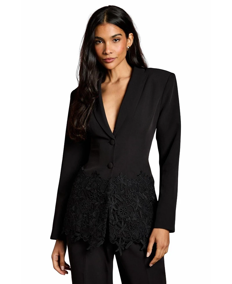 Coast Women's Single Breasted Embroidered Lace Blazer