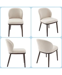 homfan Set of 2 Dining Chairs, Linen Upholstered Chairs with Ergonomic Back and Wood Legs for Kitchen or Room