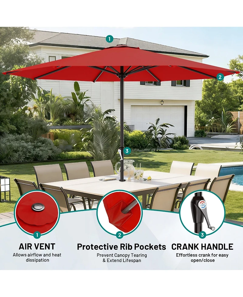 Gnuadz 12Feet Patio Umbrella Push Tilt Crank 8 Ribs Outdoor Table Garden Pool