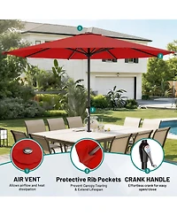 Gnuadz 12Feet Patio Umbrella Push Tilt Crank 8 Ribs Outdoor Table Garden Pool