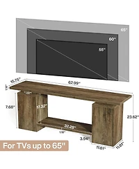 Tribesigns 63" Farmhouse Tv Stand for TVs up to 65", Rustic Wood Entertainment Center with Open Storage Shelf