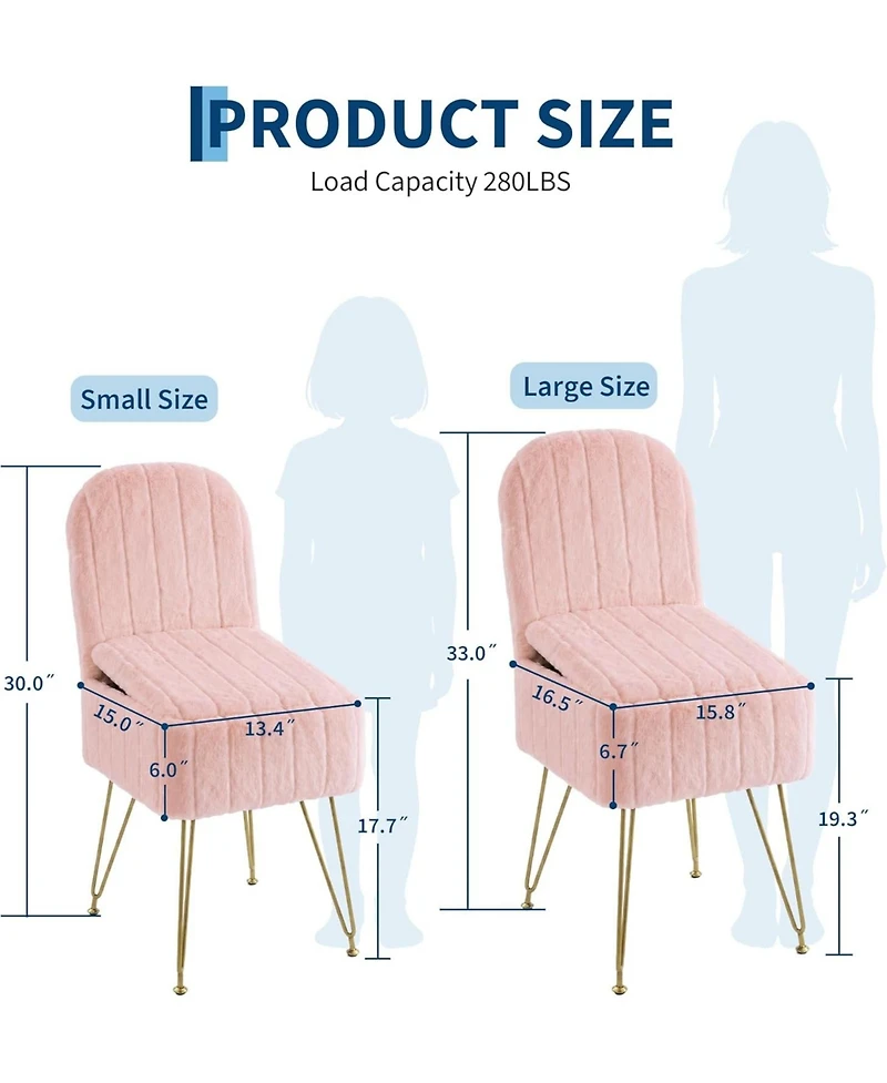 gaomon Vanity Stool Chair with Backrest, Square Ottoman with Hidden Storage Compartment, Soft Faux Fur Fabric, 280 Lbs Weight Capacity