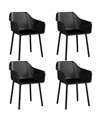 Slickblue Set of 4 Kitchen Armchairs Plastic Dining Chairs Breathable Mesh Back