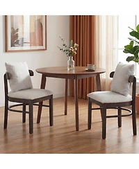 Slickblue Set of 2 Wood Dining Chairs Fabric Upholstered with Removable Cushion