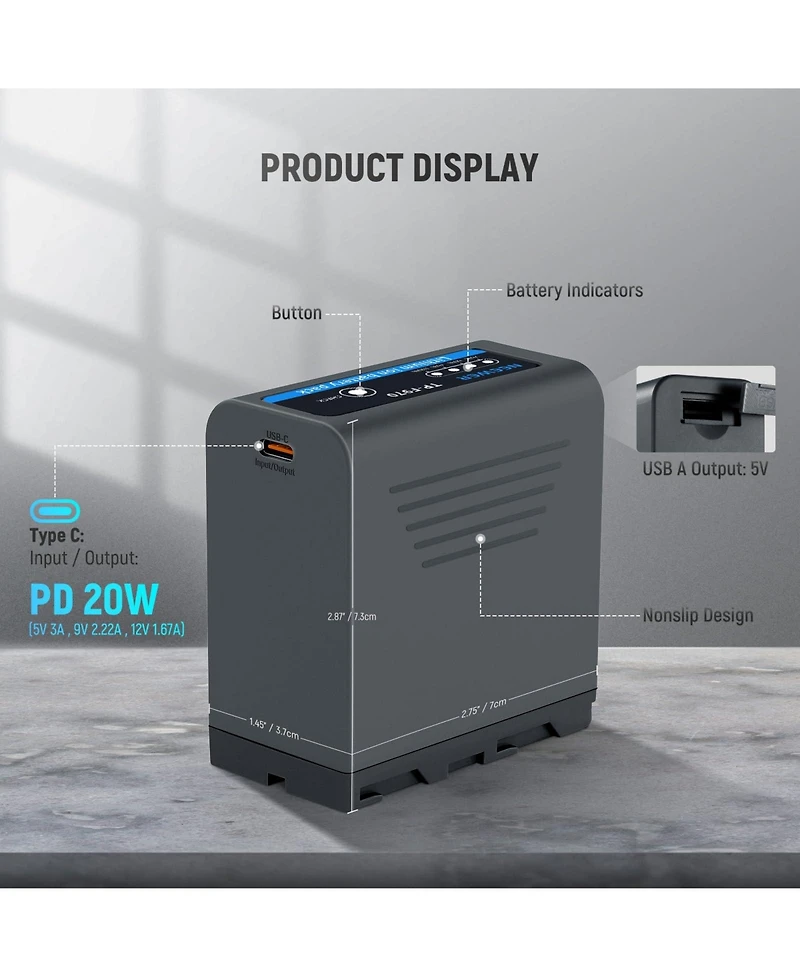 Neewer Np-F970 Camera Battery and Charging Accessory with 7800mAh, 20W, Usb C for select Sony Np-f-series devices