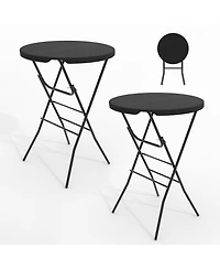 gaomon 2 pieces 32" Outdoor Hdpe Round Folding Cocktail Table, Bar Table for Patio Backyard Indoor and Events