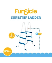 Funsicle 36 Inch SureStep 3 Stair Outdoor Above-Ground Swimming Pool Ladder