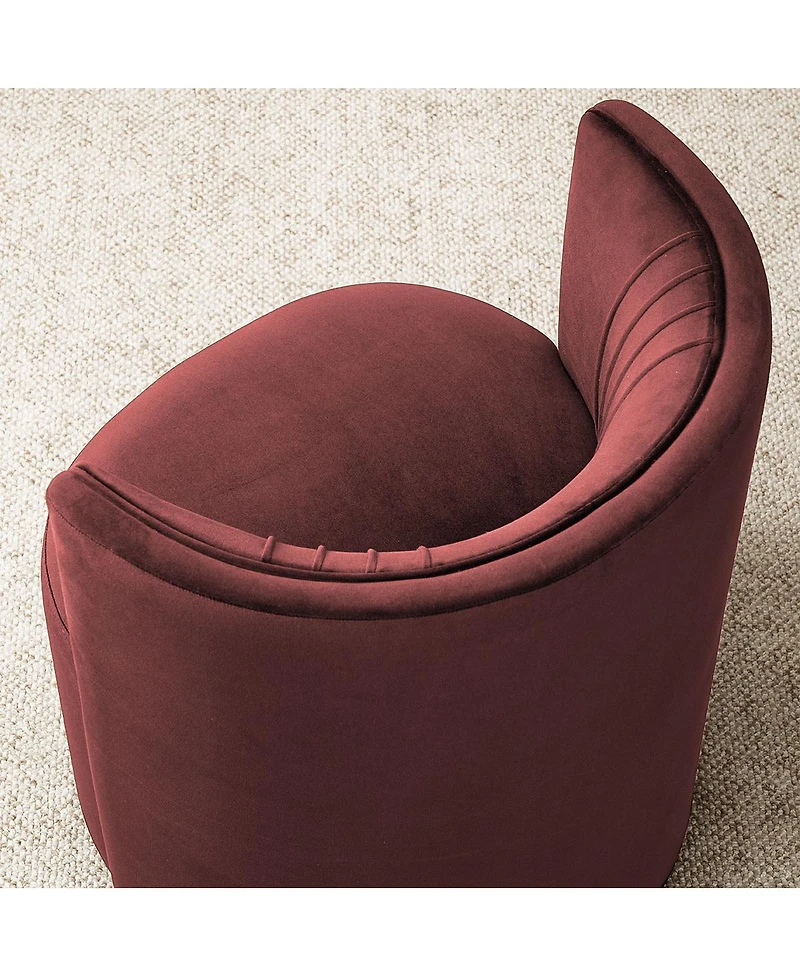 Maison Boucle Vanity Chair for Makeup Table, Velvet Barrel with Hidden Casters, Upholstered Tub Accent Curved Back, Space-Saving