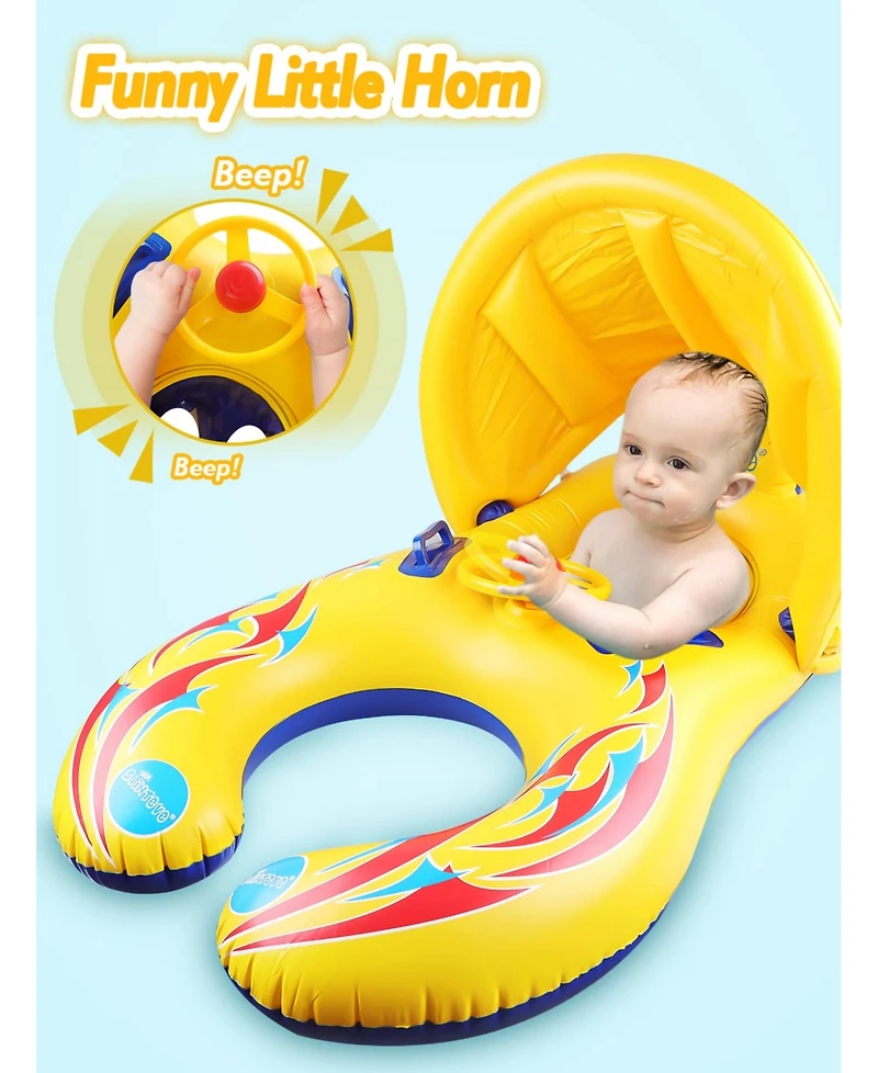 Aofar Inflatable Double Person Float Seat With Sun Shade Pool Ring