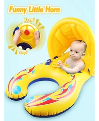 Aofar Inflatable Double Person Float Seat With Sun Shade Pool Ring