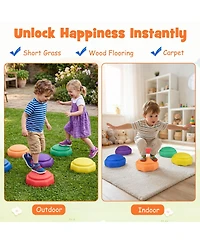 Gymax 6 Piece Stepping Stones for Kids Non-Slip Balance Sensory Toys Indoor Outdoor