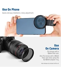 Neewer 55mm Nd/Cpl/Effect Filter Set with Mobile Phone Camera Lens Clamp Clip, Polarizing ND32 6 Point Star 4 Graduated Colour Filters Kit