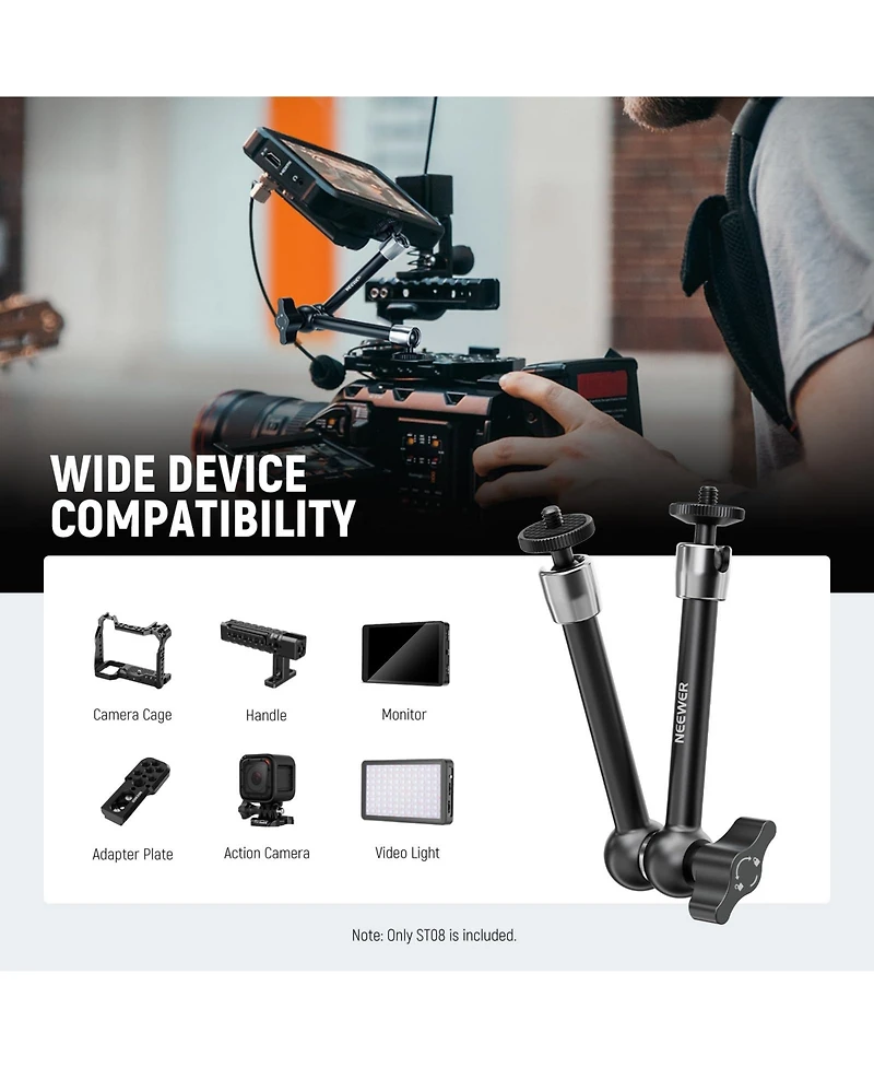 Neewer ST08 Camera Mounting Accessory with 25cm, 4.4lb, 2kg for SmallRig Cage