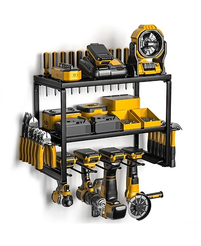Xdovet Power Tool Organizer Wall Mount 3 Layers 4 Drill Holders Metal Storage Rack