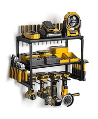 Xdovet Power Tool Organizer Wall Mount 3 Layers 4 Drill Holders Metal Storage Rack