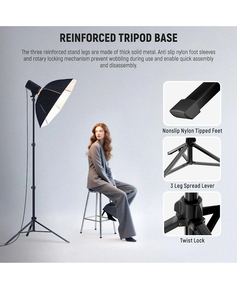 Neewer ST200B Photography Light Stand with 6.6ft, 200cm, 8.8lb