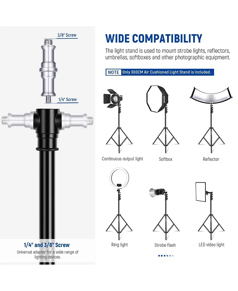Neewer Photography Light Stand with 9.8ft, 5.5lb, 2.5kg