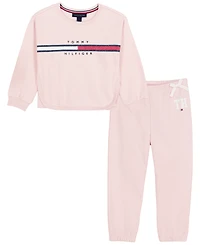 Tommy Hilfiger Girls' 2T-6X Long-Sleeve Sweatshirt and Pants, 2-Piece Set