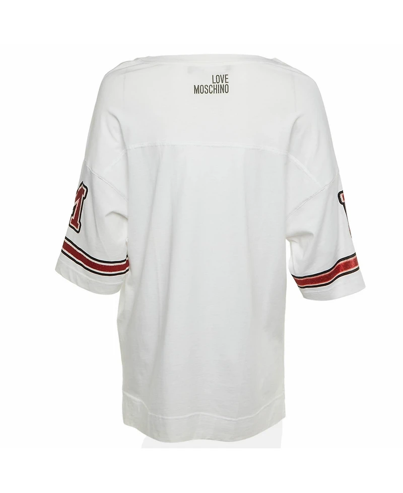 Pre-Owned Love Moschino Women's Beaded Cotton Belted Shirt