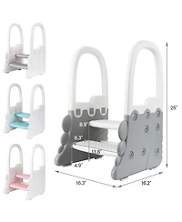 homfan Non-Slip Handles and Stable Design 2-Step Toddler Step Stool - Plastic for Bathroom Basin, Kitchen Counter Potty Training