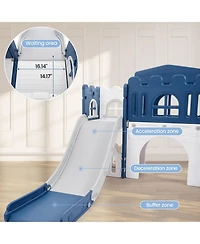 homfan 8-in-1 Toddler Playground with Slide, Indoor Outdoor Kids Playset Climber, Crawl Tunnel, Basketball Hoop and Storage for Ages 1-3