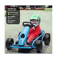 homfan 45.7 x 23.1 11.4 Inch Kids Electric Drift Go Kart, 24V High Speed Racing Kart with 2 Batteries, Metal Frame for Outdoor Driving Fun