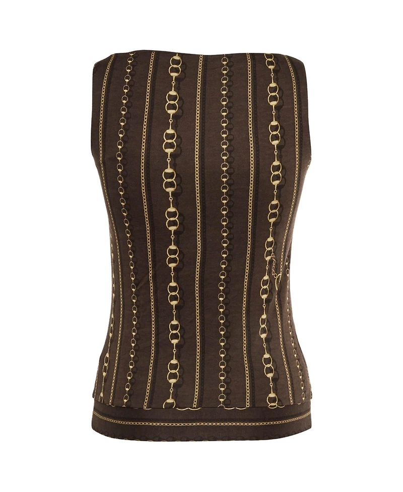 Pre-Owned Gucci Women's Chain-Link Print Jersey Sleeveless Top