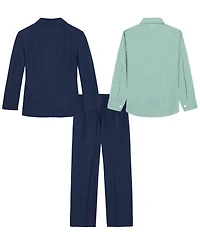 Nautica Boys' 2T-7 Sharkskin Suit Jacket, Long-Sleeve Shirt, Pants and Tie, 4-Piece Set