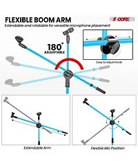 5 Core Dual Microphone Stand 2 Pack, Adjustable Tripod Floor Stand with Boom Arm