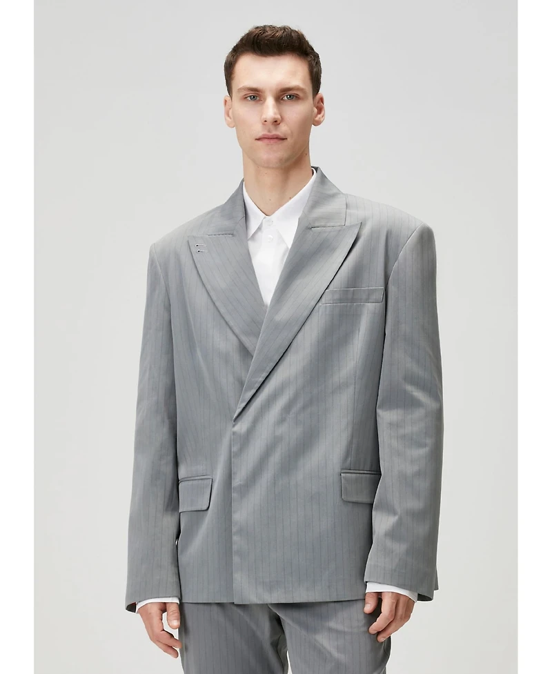 Pcfg Men's Striped Cotton-Blend Woven Tailored Blazer