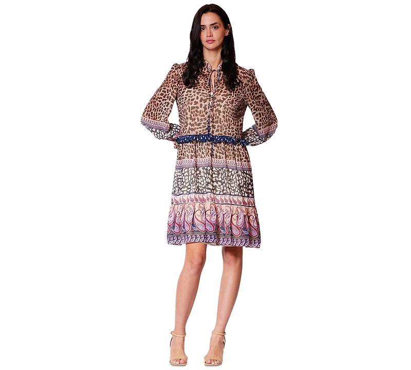 julia jordan Women's Ruffle Details Long-Sleeve Dress