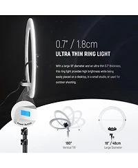 Neewer 18 inch Ring Light with Tripod Stand and Phone Holder, Ultra Thin Video Ringlight 2900K-7000K TLCI98 App Control, Softer Lighting for Lash