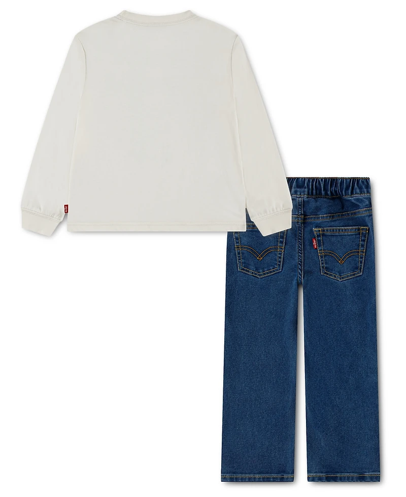 Levi's Toddler Boys' 2T-4T Bear graphic Top and Denim Pants, 2-Piece Set