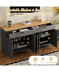 Flynama Farmhouse Multi-functional Tv Console with Drawers Adjustable Storage Sideboard