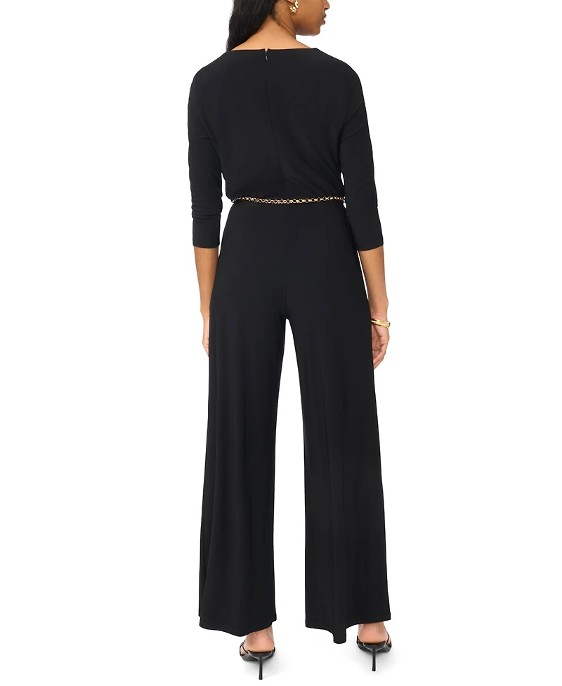 Msk Women's 3/4-Sleeve Cowl Neck Jumpsuit with Belt