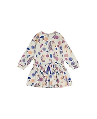 Deux par Little and Big Girl 6-12Y French Terry Dress Unicorn Print