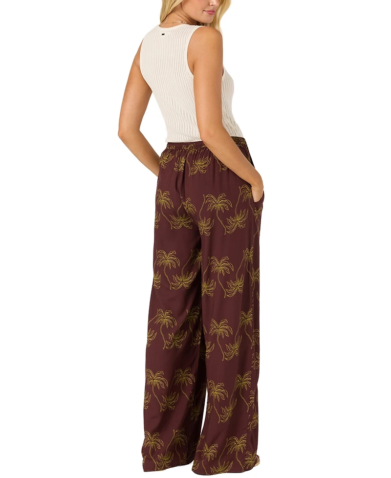 O'Neill Women's Rosalie Palm Stripe Drawstring Pull-On Pants
