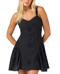O'Neill Women's Conor Sunshine Eyelet Adjustable Strap Mini Dress