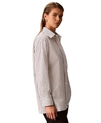 Calvin Klein Women's Striped Collared Neck Shirt