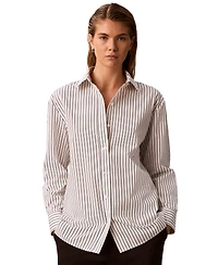 Calvin Klein Women's Striped Collared Neck Shirt