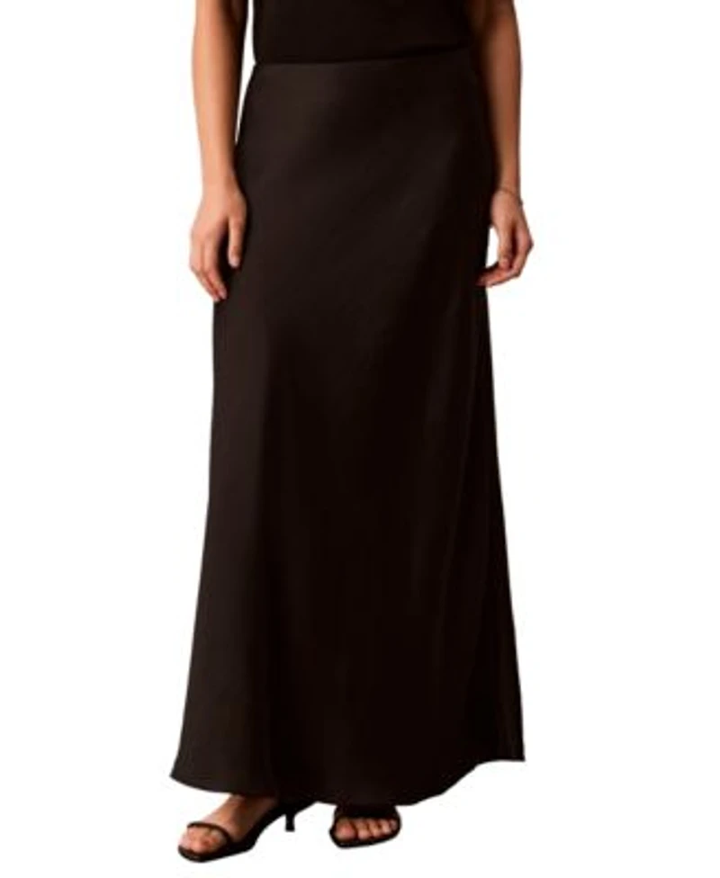 Calvin Klein Womens Double Faced Satin Bias Cut Maxi Skirt